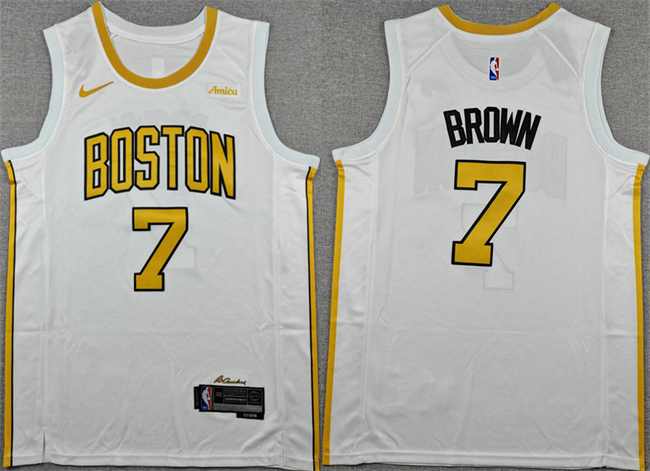 Men's White Boston Celtics #7 Jaylen Brown 2025-26 City Edition Stitched Basketball Jersey